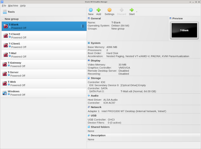 VirtualBoX Settings - Blank Machine